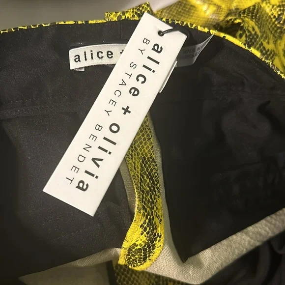 Alice & Olivia Women’s Snakeprint Wide Leg Pants New Yellow Black Size 2